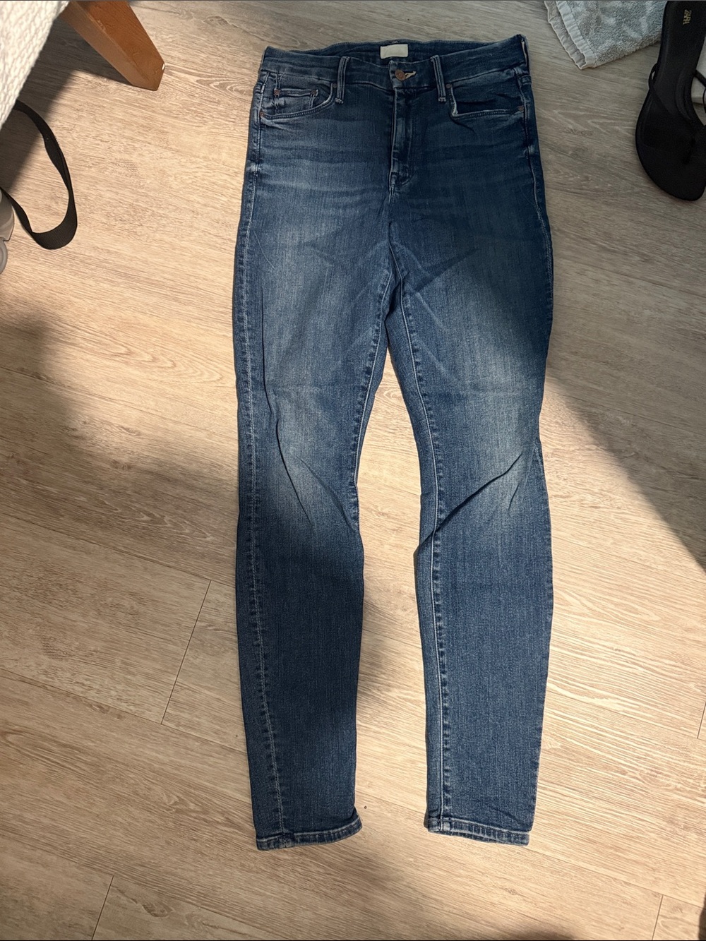 MOTHER Navy High-Rise Skinny Jeans